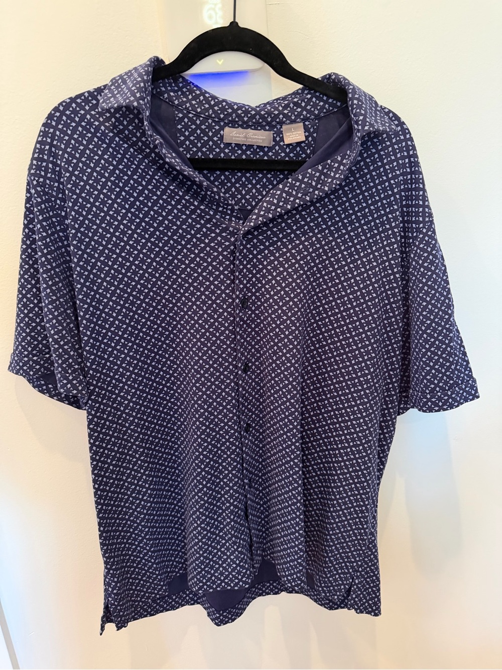 Men's Cremieux Navy Patterned Short-Sleeve polo Shirt